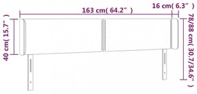 fekete szövet LED-es fejtámla 163 x 16 x 78/88 cm