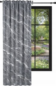 Velúr függöny 140x250 márvány szürke, ezüst Wave grafit szalaggal