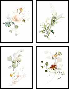 Poszterek képek virágok boho 4db-os szett 30x40