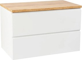 Fürdőszoba szekrény 80x50 akasztós, fa asztallappal, pultra szerelhető mosdó alá