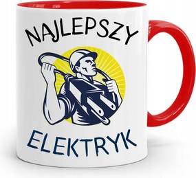 Piros Bögre Villanyszerelőnek A Legjobb Villanyszerelő fényképes nyomtatással