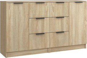 vidaXL 2 db sonoma tölgy színű szerelt fa tálalóasztal 60 x 30 x 70 cm