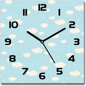 Üveg falióra szögletes Felhők 30x30 cm