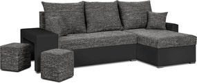 HUBI Kinyitható sarokkanapé Szürke/fekete