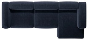 Sötétkék kordbársony sarokkanapé (jobb oldali-heverő résszel) Bergano – Cosmopolitan Design