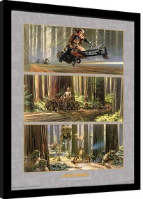 Keretezett poszter Star Wars - Action on Endor's Moon