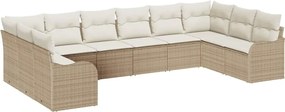 vidaXL Kerti Kanapé Szett tárolóval 10 pcs Bézs és fehér polirattan