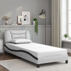fehér és fekete műbőr ágykeret LED-világítással 90 x 200 cm