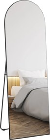 HOMCOM Teljes Test Tükör, 150 x 50 cm Fali Tükör Állvánnyal, Ívelt Dizájnnal, Padló Tükör Zúzásbiztos Fóliával, Nappaliba, Hálószobába, Fekete | Aosom