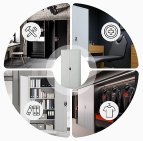 Fém iratszekrény JAN H, 900 x 1950 x 400 mm, fehér