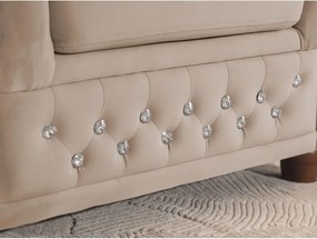 Bézs bársony kinyitható sarokkanapé (bal oldali-L alakú) York Blik – Ropez