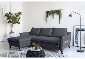 Charming Charlie antracit kinyitható sarokkanapé, bal oldali - Miuform