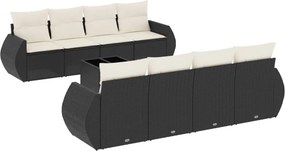vidaXL 9 részes fekete polyrattan kerti ülőgarnitúra párnákkal