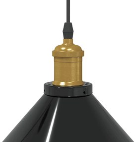 függesztéklámpa magassága állítható E27 fényes fekete Ø22cm fém
