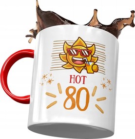 Piros Bögre Születésnapra 80 80-es 80-as Ajándék Nyomtatott Fotóval