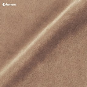 Világosbarna kárpitozott ágyneműtartós franciaágy ágyráccsal 140x200 cm Kiana – Makamii