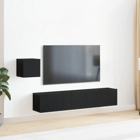 TV Szekrény Készlet 4 pcs Musta tammi 80 x 30 x 30 cm Faanyag