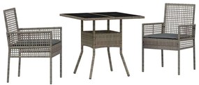 vidaXL Kert étkező szett 3 pcs Szürke polirattan