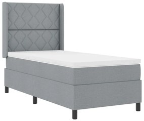 Box Spring Ágy Matraxal Világosszürke 100x200 cm Szövet