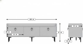 TV állvány PIENA 160 cm, fehér
