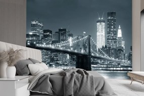 Gario Fotótapéta New York brooklyni híd fekete-fehér Anyag: Vlies, Méret: 100 x 70 cm