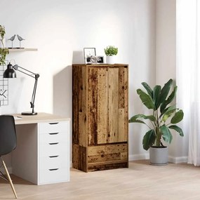 antik fa szerelt fa szekrény fiókkal 55,5x34x119,5 cm