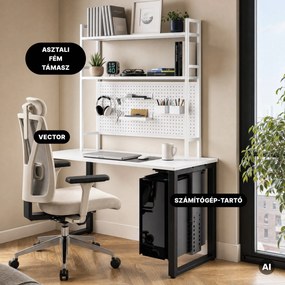 Számítógép tartó az íróasztal alá, állítható, fém, fekete: PC HOLDER