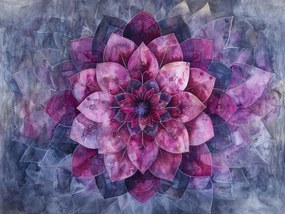 Canvas Vászonkép Lótuszvirág Lila Akvarell Absztrakt 80x60