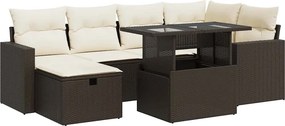 vidaXL 7 részes barna polyrattan kerti ülőgarnitúra párnákkal