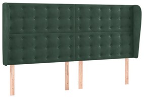 sötétzöld bársony fejtámla szárnyakkal 183x23x118/128 cm