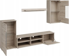 Nappali szekrénysor, sonoma tölgy, fóliázott DTD, FRONTAL 1 NEW