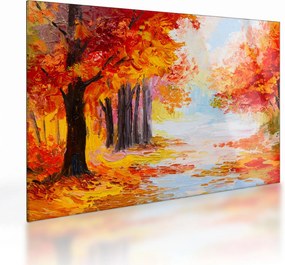 Kép - olajfestmény, színes ősz (üvegen) (70x50 cm)