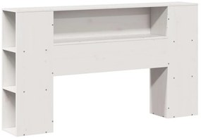 fehér tömör fenyőfa könyvespolcos ágy matrac nélkül 140x200 cm