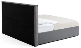 Szürke kárpitozott ágyneműtartós franciaágy ágyráccsal 180x200 cm Thessa Bold Line – Bonami Selection