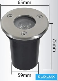 UNIVERSO Taposólámpa LED 1.5w 120lm 3000k 60° IP65 acél Ø65-Ø59x75mm