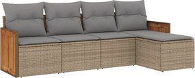 vidaXL 5 részes bézs polyrattan kerti ülőgarnitúra párnákkal
