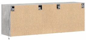 betonszürke falra szerelhető TV-szekrény LED-del 130x31x45 cm