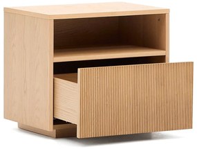 Natúr színű éjjeliszekrény tölgyfa dekorral Helvine – Kave Home
