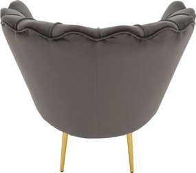 Art-deco stílusú fotel, szürkésbarna Velvet szövet/gold arany króm, NOBLEO