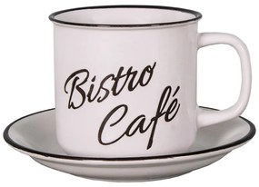 Fehér agyagkerámia kávéscsésze és csészealj Bistro Café – Antic Line