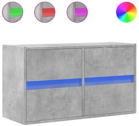 betonszürke falra szerelhető TV-szekrény LED-del 80x31x45 cm