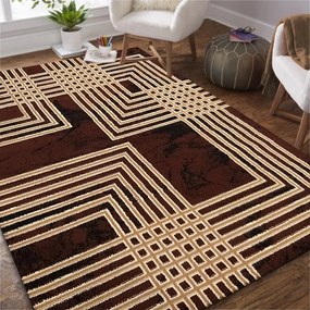 Minőségi barna mintás szőnyeg a nappaliba Szélesség: 100 cm | Hossz: 190 cm