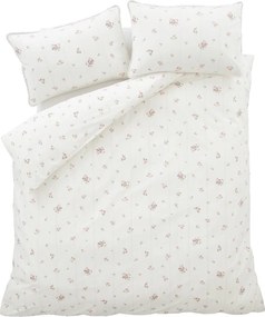 Krémszínű egyszemélyes pamut-perkál ágyneműhuzat 135x200 cm Vintage Rosebud Lace – Bianca