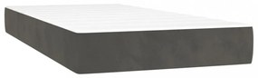 sötétszürke bársony rugós és LED-es ágy matraccal 80 x 200 cm