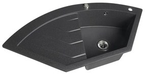 Sapho - sarokkonyhai mosogató 114x57,5 cm gránit/fekete