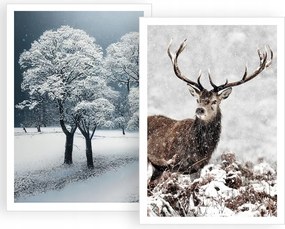 2 db-os kép szett 50x70 Téli Poszter Karácsonyi Tél Szarvas P2332