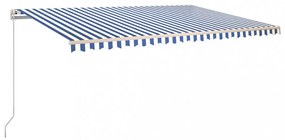 kék és fehér kézzel kihúzható LED-es napellenző 500 x 350 cm
