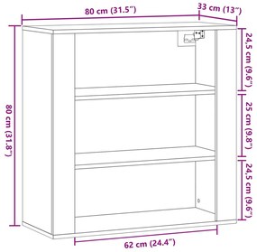 antik fa színű szerelt fa faliszekrény 80x33x80 cm