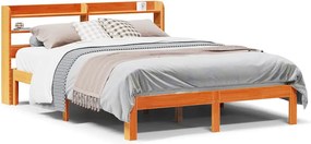 vidaXL viaszbarna tömör fenyőfa ágy matrac nélkül 140 x 200 cm