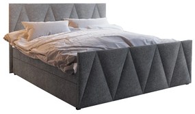 Franciaágy  Boxspring 140 cm Milagros 3 (szürke) (matraccal és tárolóhellyel). 1047245